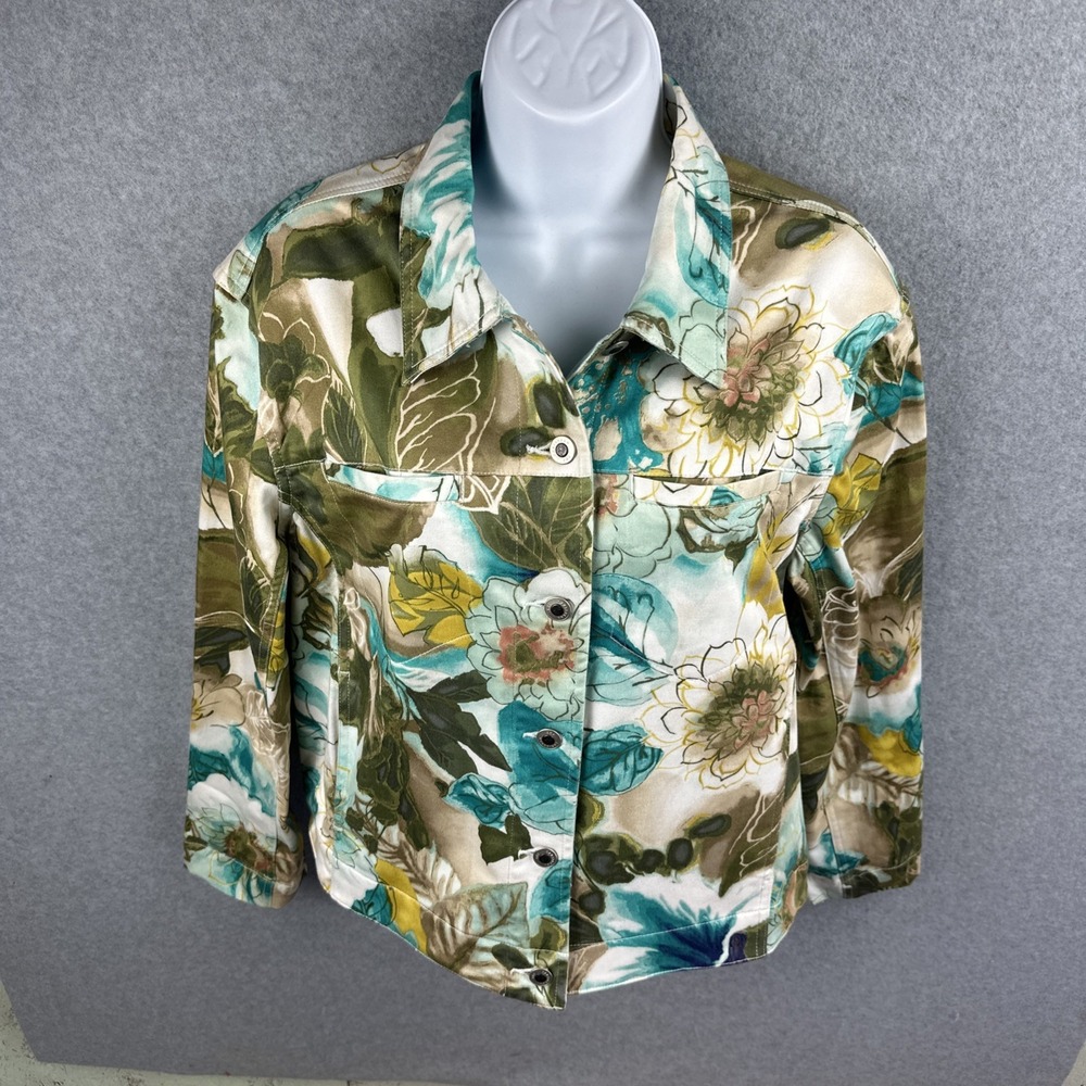 Caribbean Joe Let‎ Go Women's Floral Island Jacket Size Large - Picture 2 of 6